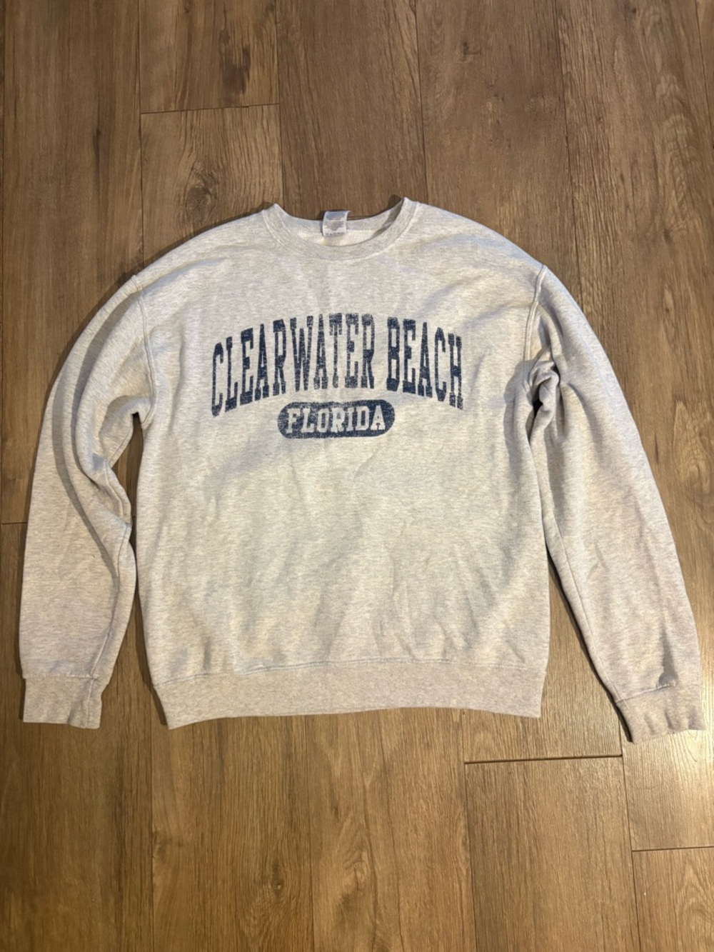 Vintage Clearwater Beach Florida Crewneck Sweatshirt - Light Gray
